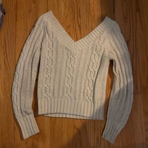 Off the shoulder cable knit sweater